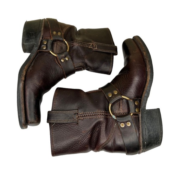 Frye #77455 Harness Brown Leather Motorcycle Boot Women’s Size 7 - Picture 5 of 9